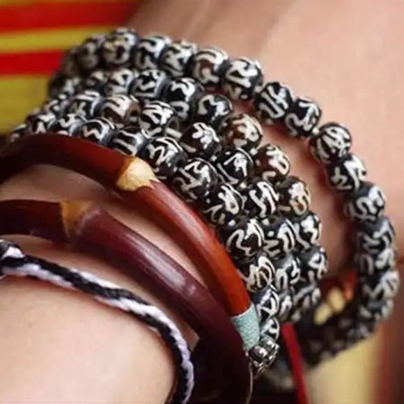 Yak bone Sanskrit prayer bead Meditation mala - Picture 1 of 12